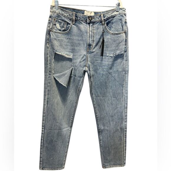 NWT One Teaspoon Women’s 1982s Mid Waist Ripped Berlin Blue Denim Jeans.Size 33 - Picture 13 of 16